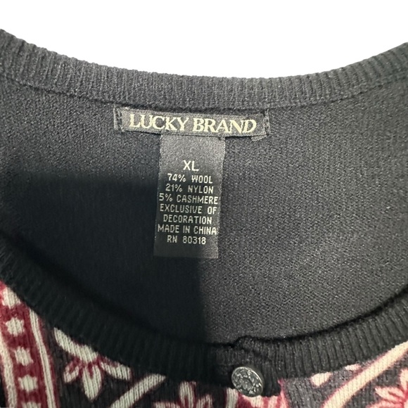 Lucky Brand Black White and Red Print Sweater Dress Size XL - Picture 4 of 8